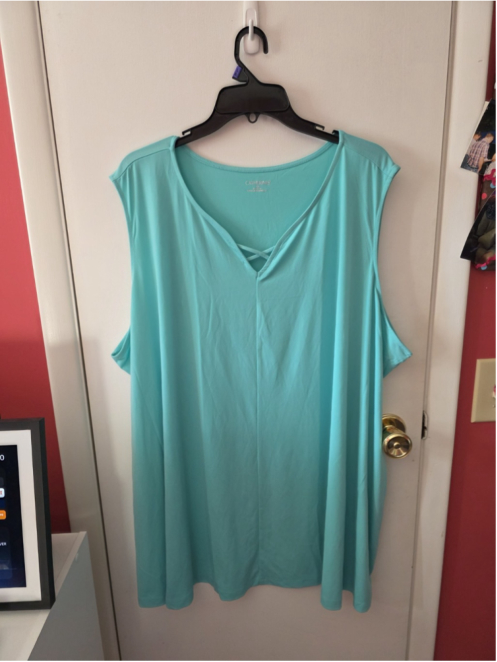 Catherines Women's Plus Size Anywear Blouse Size 4X Aqua Blue